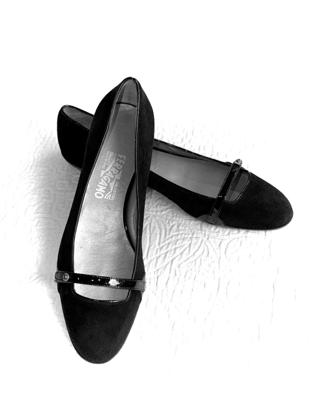 Women's Ferragamo Suede Mary Jane Flats - Size 10 B